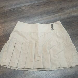 Anthropologie Tan Pleated Mini Skirt for Work